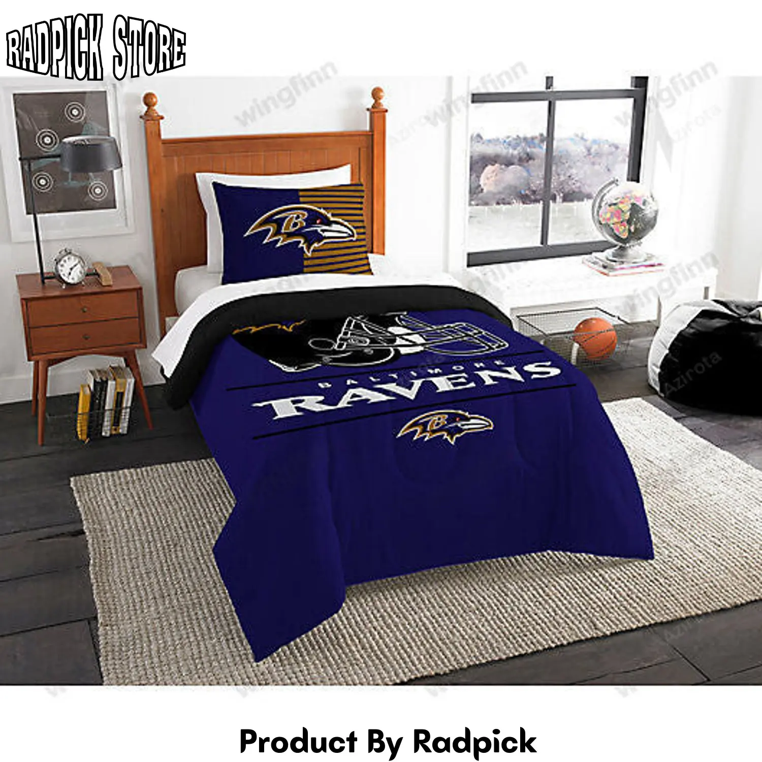 Radpick baltimore ravens 3pcs bedding set duvet cover and pillow cases gift for fan 1558 rp3278500
